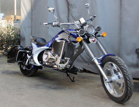 Электромотоцикл GreenCamel Chopper C200, 72V 3000W R15 синий