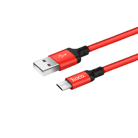 Кабель USB HOCO X14 Times speed, USB - MicroUSB, 2А, 2 м, красный+черный