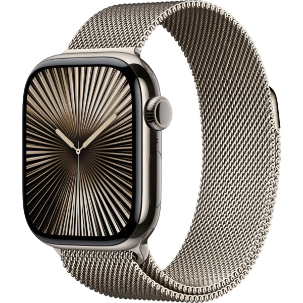 Apple Watch Series 10 GPS + Cellular 42mm Natural Titanium Case with Natural Milanese Loop (MWXF3)