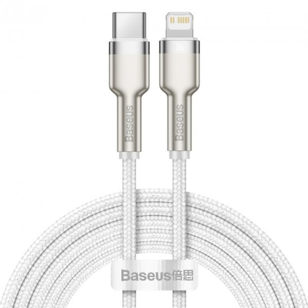 Кабель USB-C BASEUS Cafule, Type-C - Lightning, 20W, 2 м (CATLJK-B02) белый