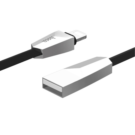 Кабель USB HOCO X4 Zinc Alloy rhombus, USB - Lightning, 2.4А, 1.2 м, черный, ромбовидный