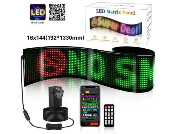 Гибкий LED-экран YM-16144LD 16×144 (133 × 19,2 см), Bluetooth