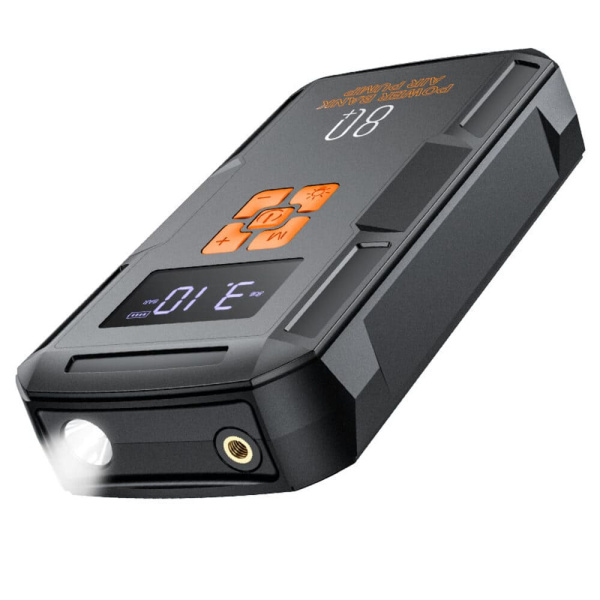 Зарядно-пусковое устройство/компрессор Hoco QS2 12B, 8000 mAh, черный