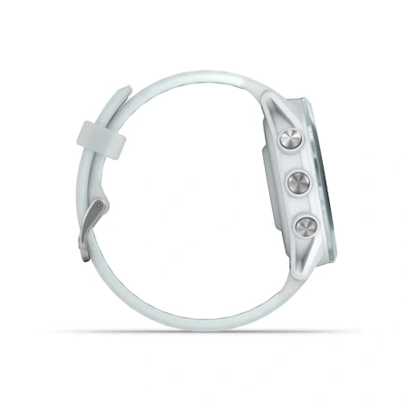 Боковой вид с кнопками Garmin Forerunner 570 42 мм, голубой / белый
