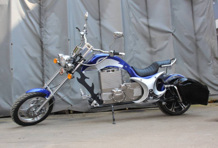 Электромотоцикл GreenCamel Chopper C200, 72V 3000W R15 синий