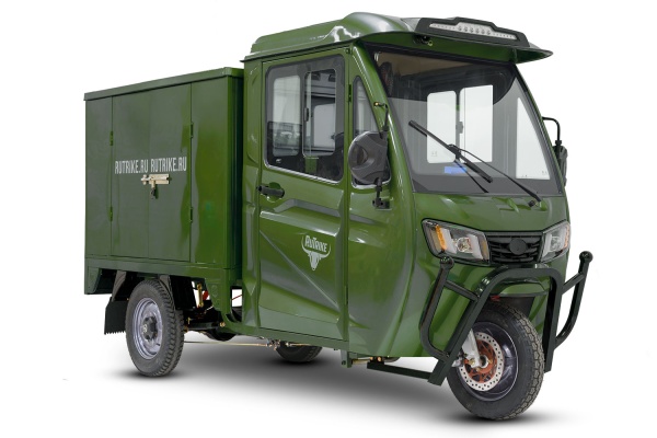 Грузовой электротрицикл Rutrike КАРГО Кабина Дуал NEXT 72V2000W (Темно-зеленый)