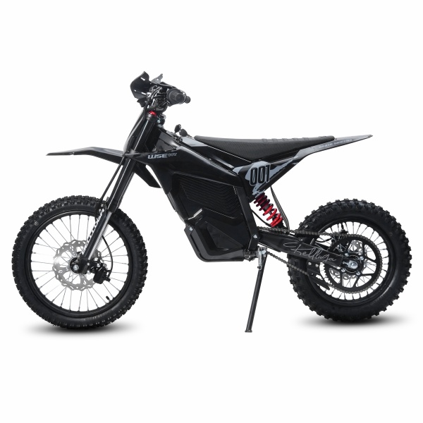 Электромотоцикл WHITE SIBERIA BELLUGA 001 3900W, чёрный на белом фоне