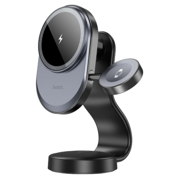 Автомобильный держатель магнитный с беспроводной зарядкой Hoco HW28 15W Черный