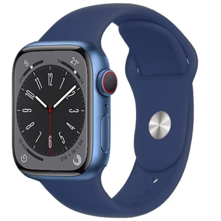 Ремешок силиконовый Sport для Apple Watch 38/40/41 мм, 225мм, на кнопке, темно-синий