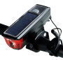 Велосипедный фонарь-звонок 4 режима HJ-052 с креплением на трубу (зарядка microUSB/солн.батареи) черный