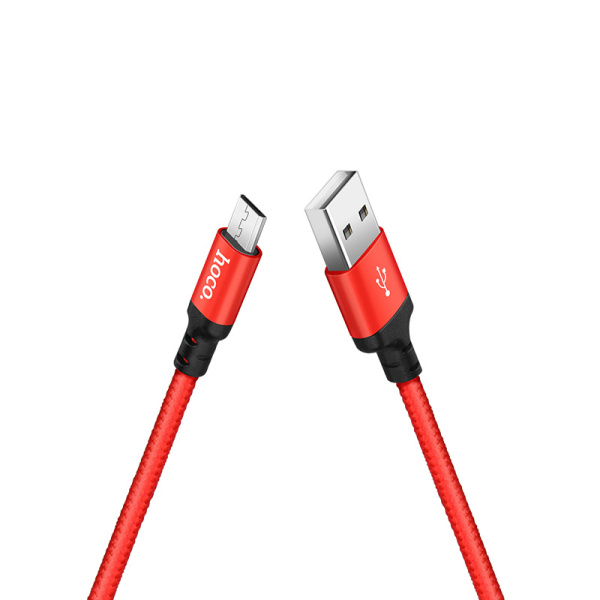 Кабель USB HOCO X14 Times speed, USB - MicroUSB, 2А, 2 м, красный+черный