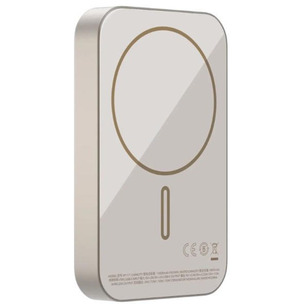 Внешний аккумулятор Momax Q.Mag X1 10000 mAh, Natural Titanium