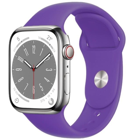 Ремешок силиконовый Sport для Apple Watch 38/40/41 мм, 225мм, на кнопке, темно-фиолетовый