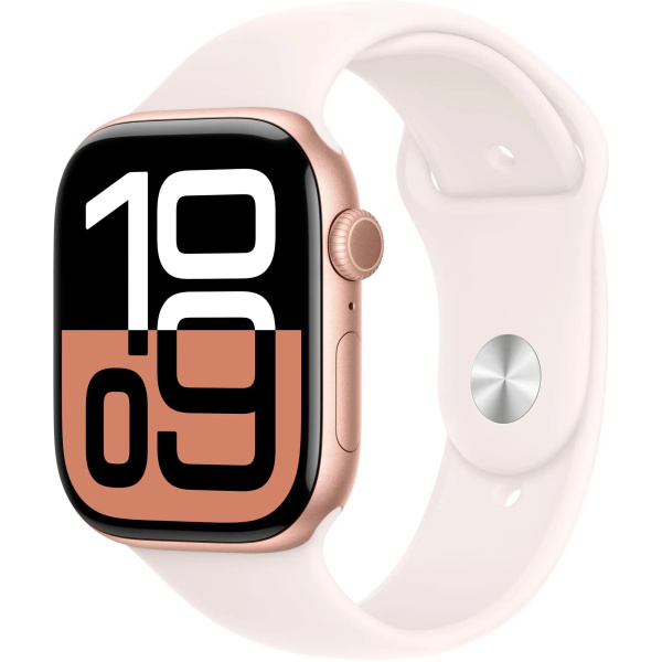 Apple Watch Series 10 GPS 46mm Rose Gold Aluminum Case with Light Blush Sport Band S/M (MWWT3)