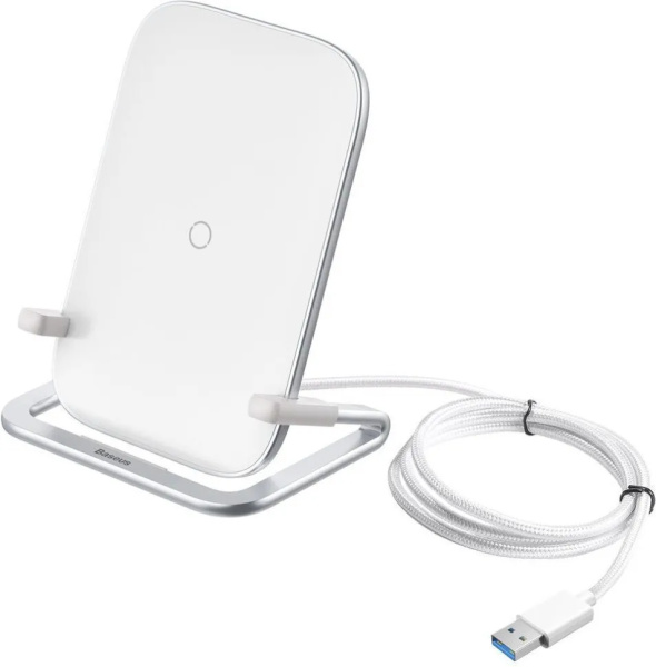 Беспроводное зарядное устройство BASEUS Rib + Кабель USB, 2A, 15W, (WXPG-02) белый
