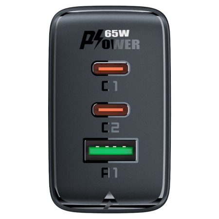 Сетевое зарядное устройство AceFast Charge A41 65W GaN (2 USB-C 1 USB-A) Black