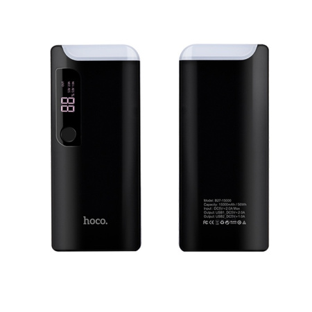 Внешний аккумулятор Hoco Power Bank B27 с фонариком 15000 mAh черный