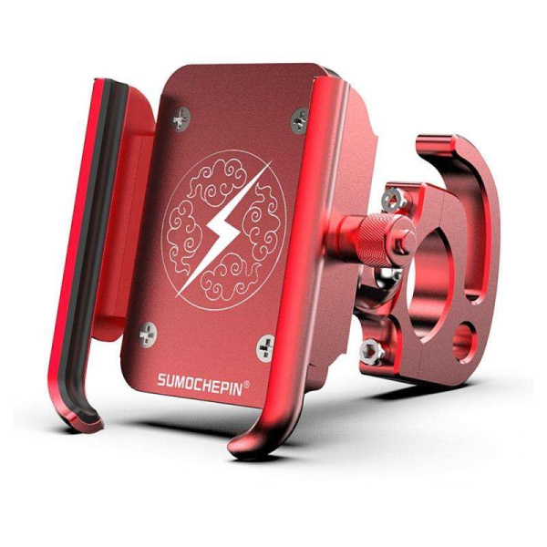 Держатель для смартфона Sumochepin металлический 4-6" ширина 50-100мм 360° с крючком для сумок красный