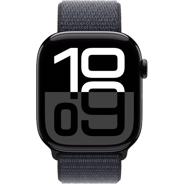 Apple Watch Series 10 GPS 46mm Jet Black Aluminum Case with Ink Sport Loop (MWWR3)