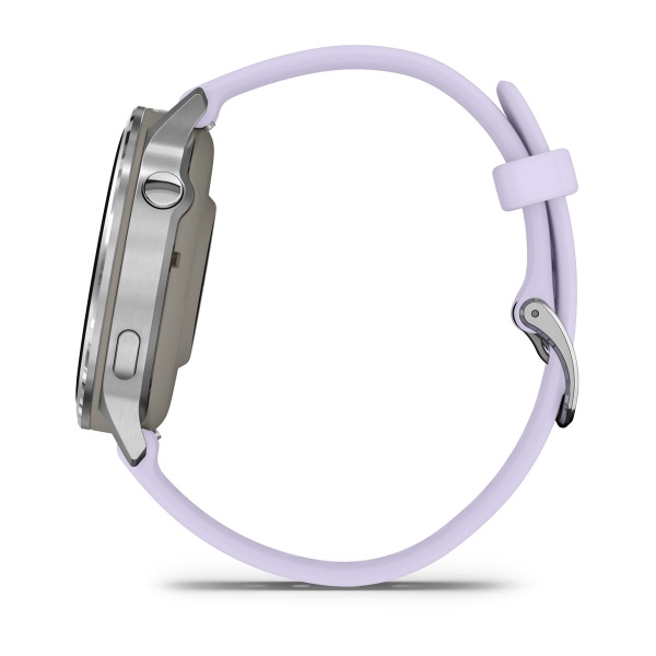 Garmin Venu 4 41 мм, серебристый, ремешок барвинковый силиконовый Periwinkle: основной циферблат, русская адаптация