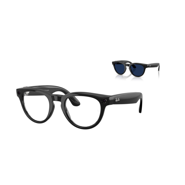 Ray‑Ban Meta Headliner Gen 2 RW4013F 601/MF Shiny Black / Transitions Sapphire, Low Bridge Fit 51–23