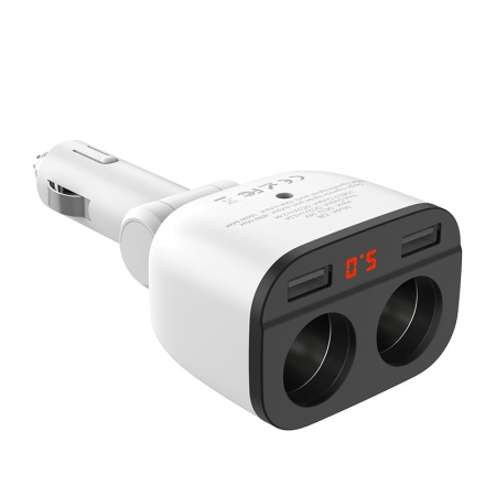 Автомобильное зарядное устройство HOCO Z28 Power Ocean 2*USB+2*прикуриватель 3.1A 2*80 Вт (Белый)