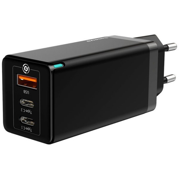 Сетевое зарядное устройство быстрое PD 3.0+QC 4+ USB+2xUSB Type-C Baseus GaN Quick Travel Charger 65W (CCGAN-B01)