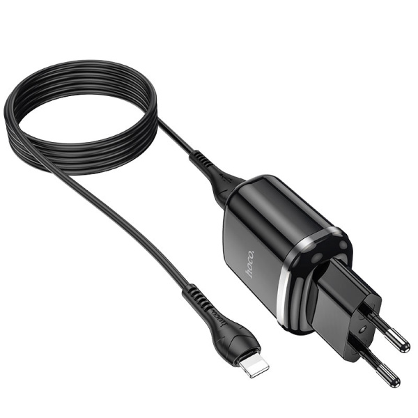 Зарядное устройство HOCO N4 Aspiring 2*USB + Кабель USB-Lightning (Черный)