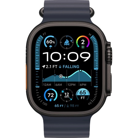 Apple Watch Ultra 2 (2024) 49mm Black Titanium Case with Navy Ocean Band (MYTC3+MYPA3)