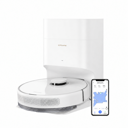 Dreame F10 Plus: белый робот со станцией и картой в Dreamehome