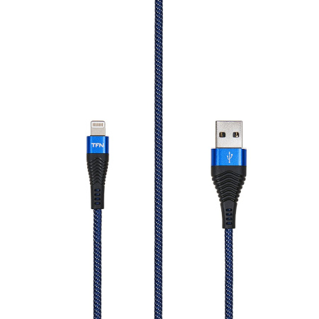 Кабель USB-A Lightning, 1.0м. Цвет:синий-черный (TFN,TFN-CFZLIGUSB1MBL)