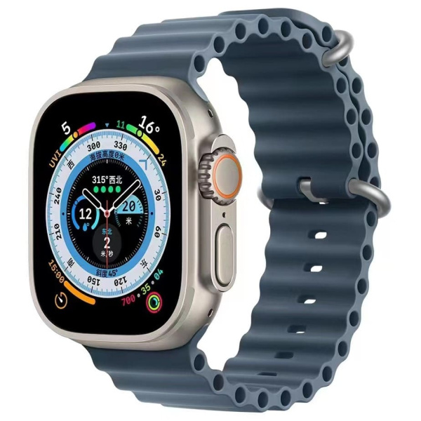 Ремешок силиконовый Ocean Band для Apple Watch 42/44/45/49 мм, 215мм, на застежке, Slate Blue