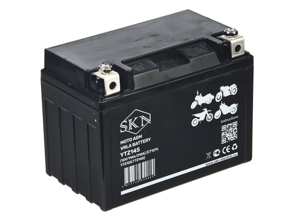 Аккумулятор стартерный для мототехники SKN YTZ14S (12V/11Ah/210A) [CT 1211, YTZ12S,TTZ14S]