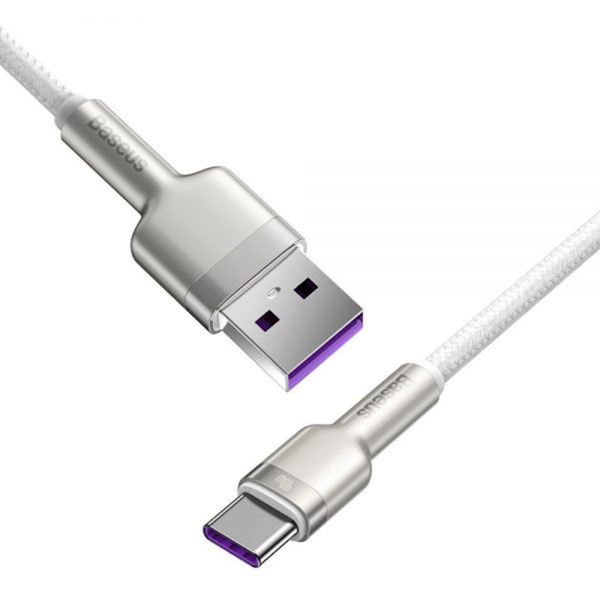 Кабель USB BASEUS Cafule USB - Type-C 5A 1м Белый (CATJK-A02)