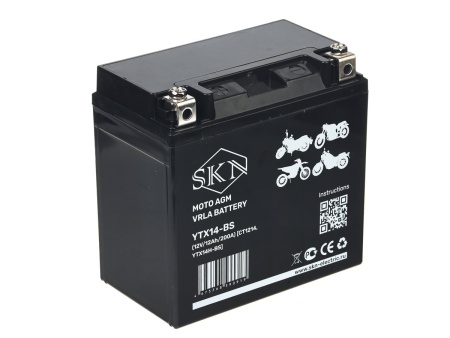 Аккумулятор стартерный для мототехники SKN YTX14-BS (12V/12Ah/200A ) [CT 1214,YTX14H-BS]