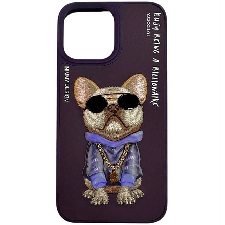 Чехол накладка Nimmy Case для iPhone 13 Pro Фиолетовый с собакой