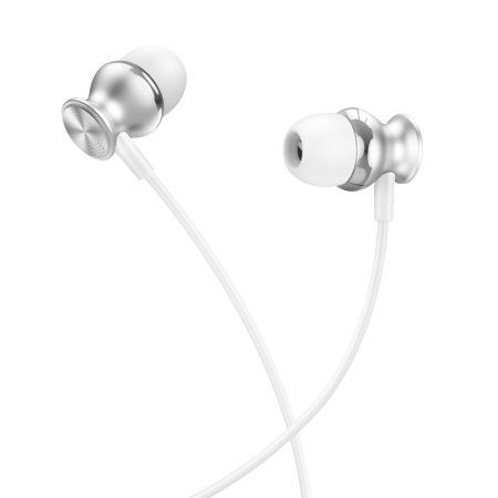 Проводные наушники Hoco M106 Fountain, Jack 3.5mm, 1.2 м, серебряный