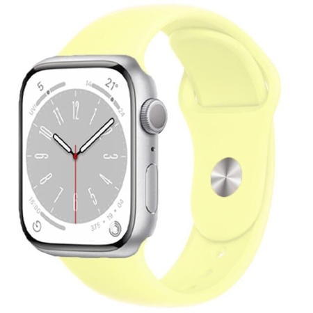 Ремешок силиконовый Sport для Apple Watch 38/40/41 мм, 225мм, на кнопке, бледно-желтый
