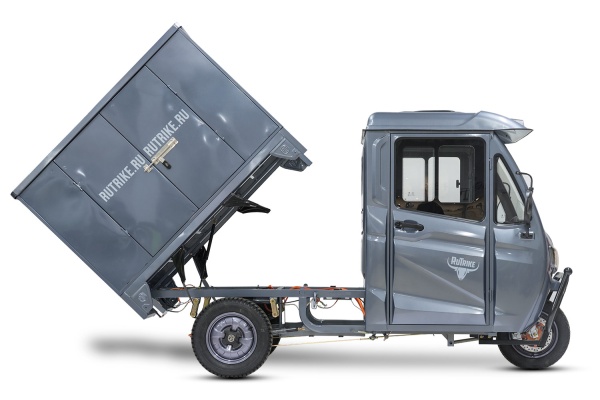 Грузовой электротрицикл Rutrike КАРГО Кабина Дуал NEXT с обогревом, серый