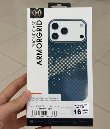 Чехол Mobikas Armor Grid Kevlar IPhone 16 Pro Max Blue/Yellow Pixel