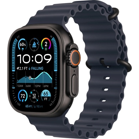 Apple Watch Ultra 2 (2024) 49mm Black Titanium Case with Navy Ocean Band (MYTC3+MYPA3)