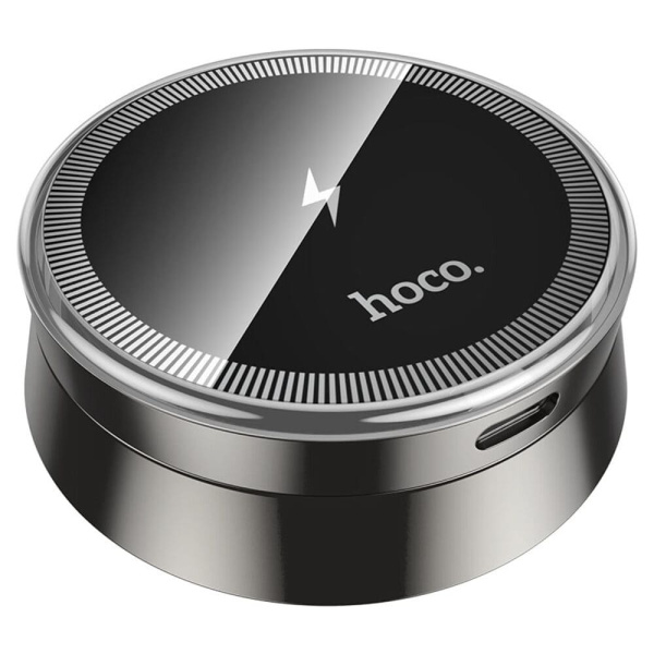 Автомобильный держатель магнитный с беспроводной зарядкой Hoco HW33 Metal 15W Серый