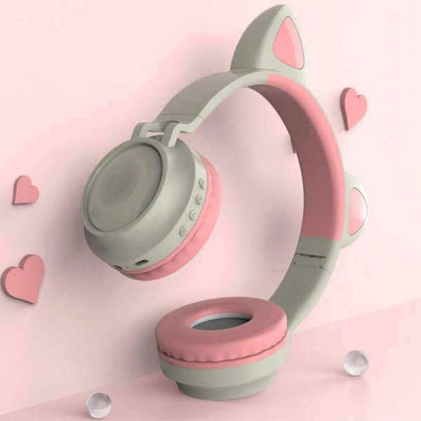Беспроводные наушники с кошачьими ушками Wireless Headphones Cat Ear ZW-028 бело-розовый