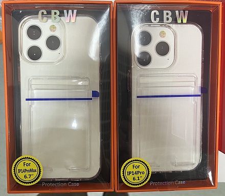 Чехол с отсеком для карт CBW для iPhone 14 Pro прозрачный