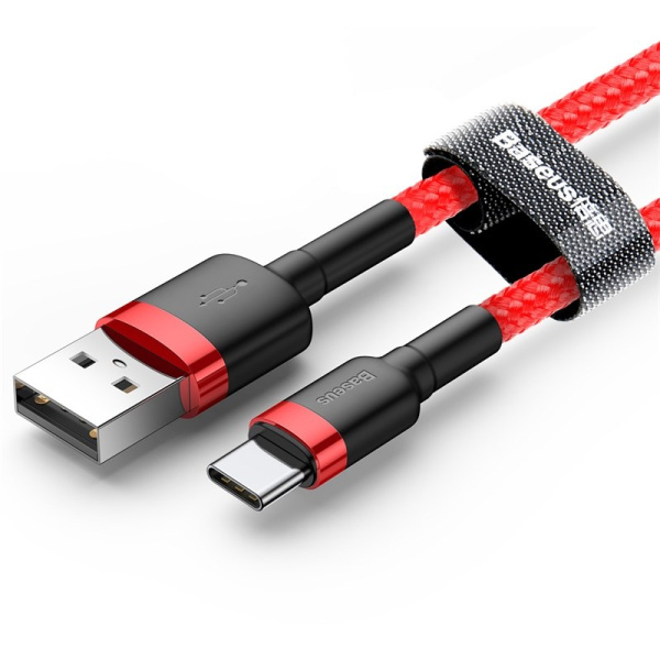 Кабель USB BASEUS Cafule USB - Type-C 3A 1м  Красный (CATKLF-B09)