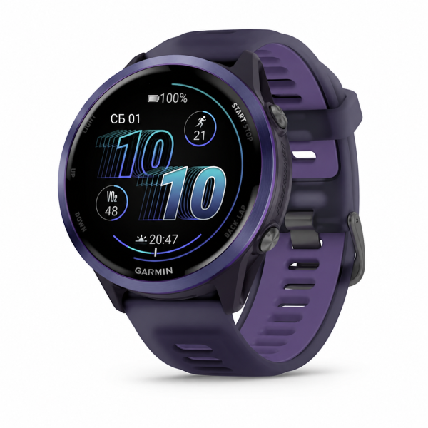 Спортивные часы Garmin Forerunner 570 47 мм, безель Indigo, ремешок полупрозрачный фиолетовый/индиго (010-02971-02)