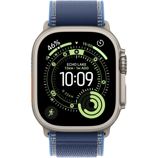 Apple Watch Ultra 3 GPS + Cellular 49mm Natural Titanium Case with Blue/Bright Blue Trail Loop - M/L (MEWU4)