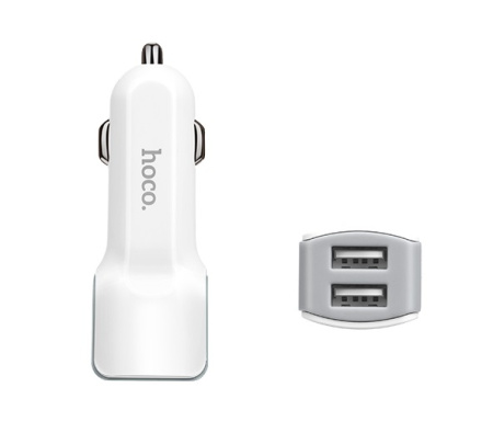 Автомобильное зарядное устройство HOCO Z23 grand style 2*USB + Кабель USB-Lightning 2.4A 12 Вт (Белый)