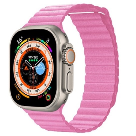 Ремешок кожаный Leather Loop для Apple Watch 38/40/41 мм, 225мм, на магните, розовый