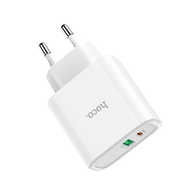 Зарядное устройство HOCO C57A Speed charger USB+USB-C 18W (Белый)